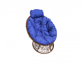 Кресло Папасан мини с ротангом синяя подушка в Краснокамске - krasnokamsk.magazinmebel.ru | фото