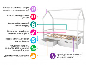 Кровать-домик Svogen с ящиками и бортиком белый в Краснокамске - krasnokamsk.magazinmebel.ru | фото - изображение 7