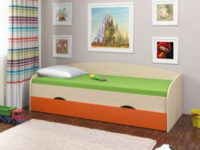 Кровать Соня 2 дуб молочный-оранжевый в Краснокамске - krasnokamsk.magazinmebel.ru | фото